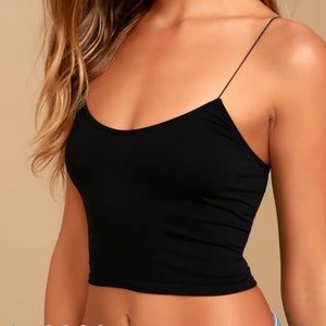 Free People Brami black bra skinny strap cropped tank top xs/s